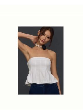 Anthropologie Maeve White Strapless Peplum Camisole